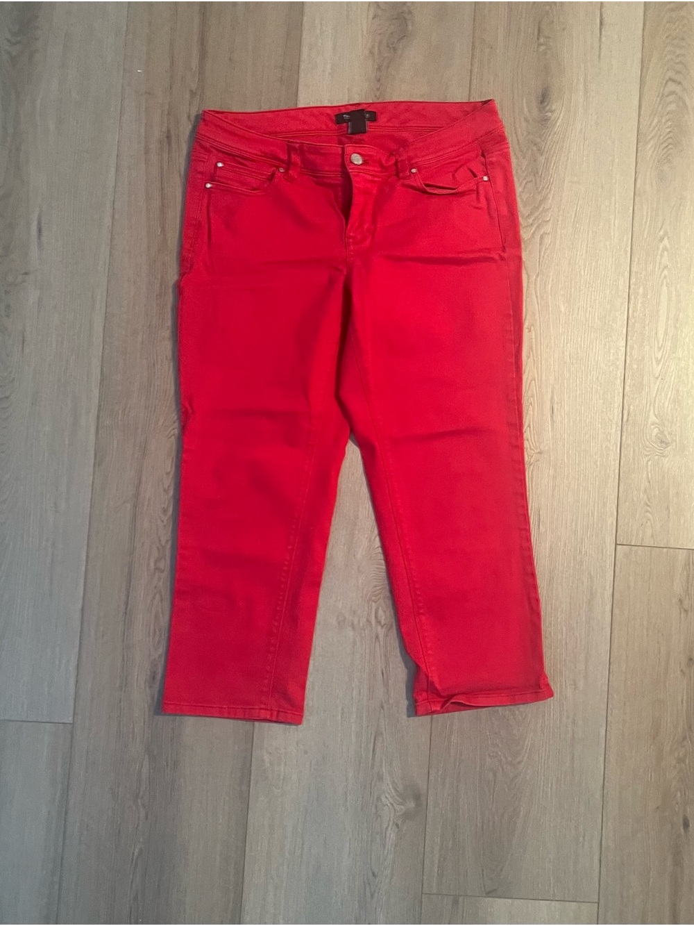 White House Black Market Red Cropped Slim Jeans